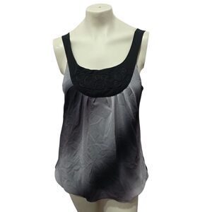Wrapper Ombre Bubble Hem Tank Top Black Gray Rosette Y2K Women’s Large